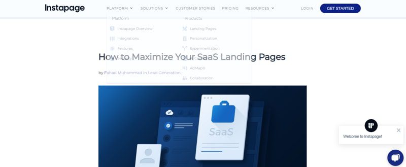 Homepage di Instapage | Landing Page Efficace