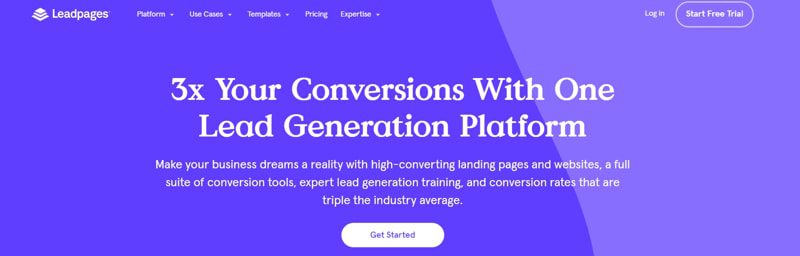 Homepage di Leadpages | Landing Page Efficace