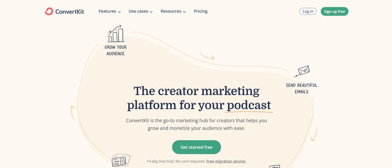 Homepage di ConvertKit | Landing Page Efficace