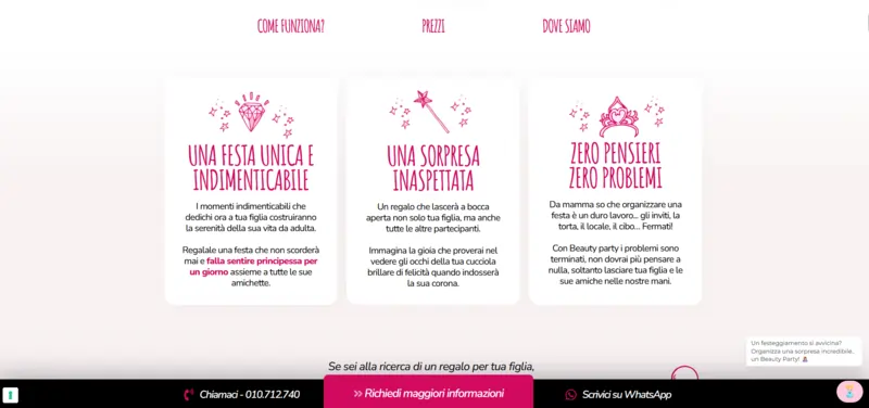Benefici Beauty Party | Landing Page Efficace