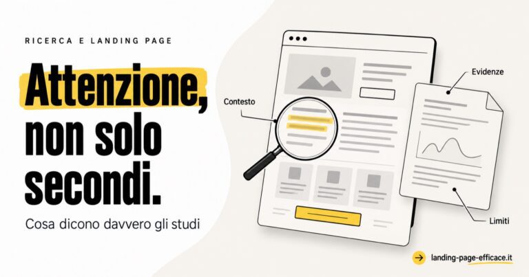 Attenzione, non solo secondi: una landing page osservata attraverso contesto, evidenze e limiti della ricerca.
