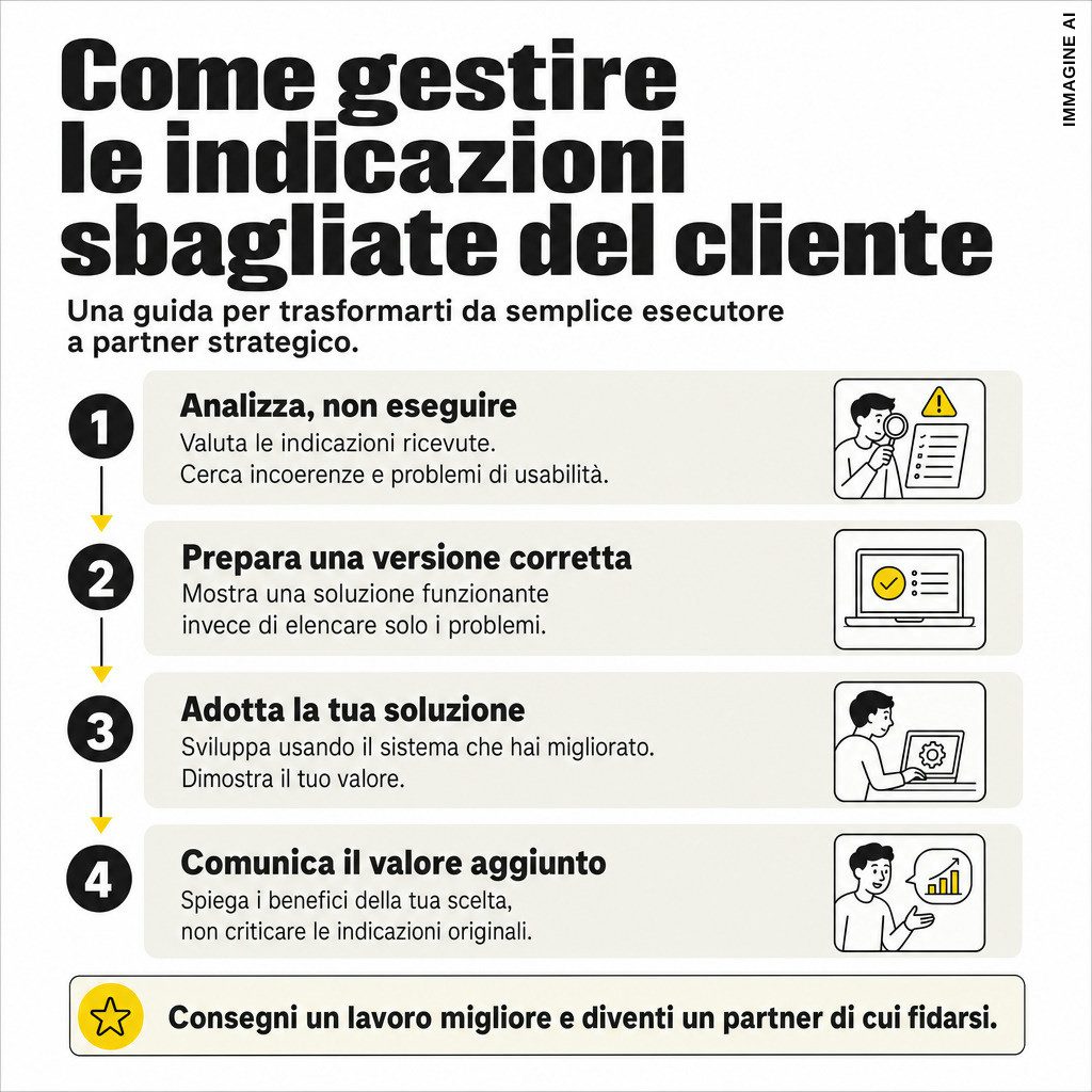 Infografica: Siti web: come gestire indicazioni sbagliate del cliente