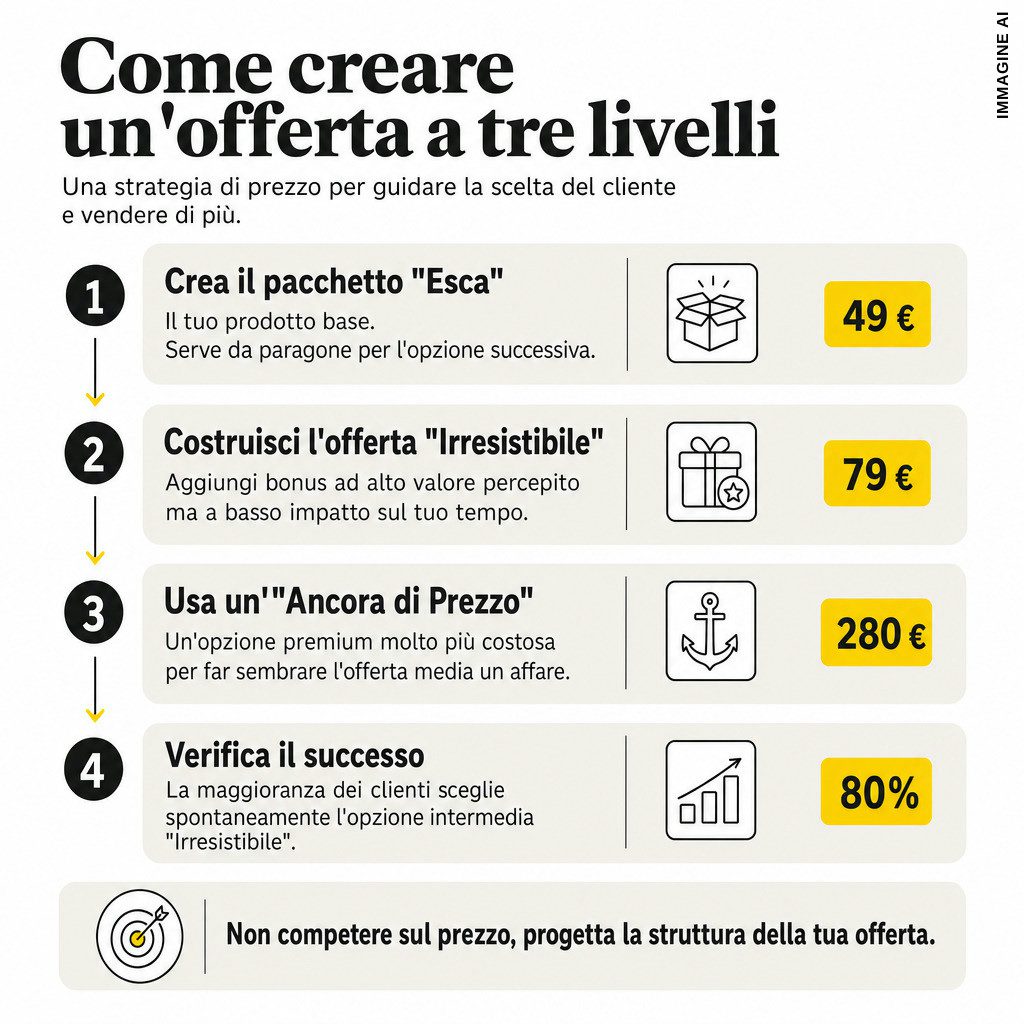 Infografica: Landing Page: Come Vendere un'Offerta a 3 Livelli di Prezzo
