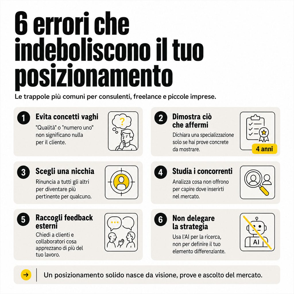 Infografica: Posizionamento aziendale: 9 errori che frenano il progetto