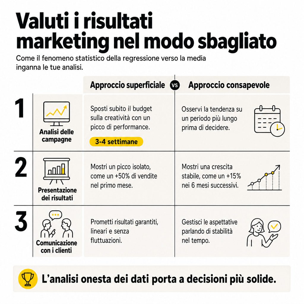 Infografica: Regressione verso la media: analizza il trend, non il picco