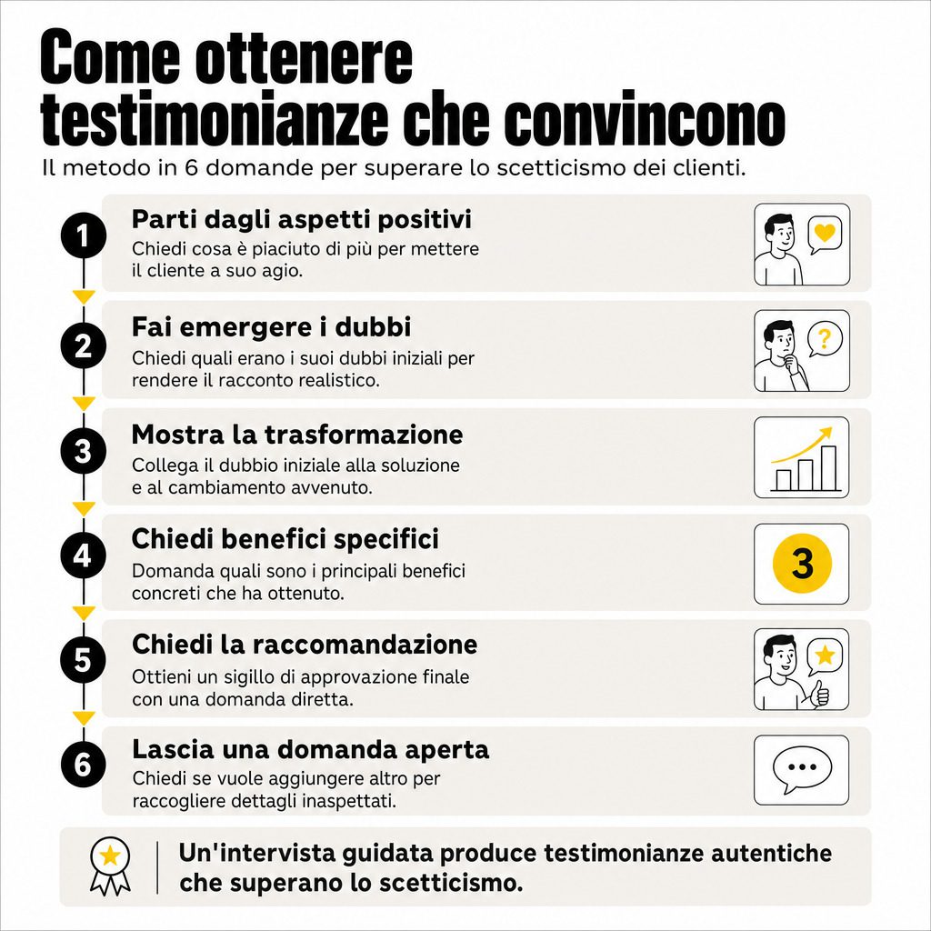 Infografica: Testimonianze clienti: 6 domande per intervistarli