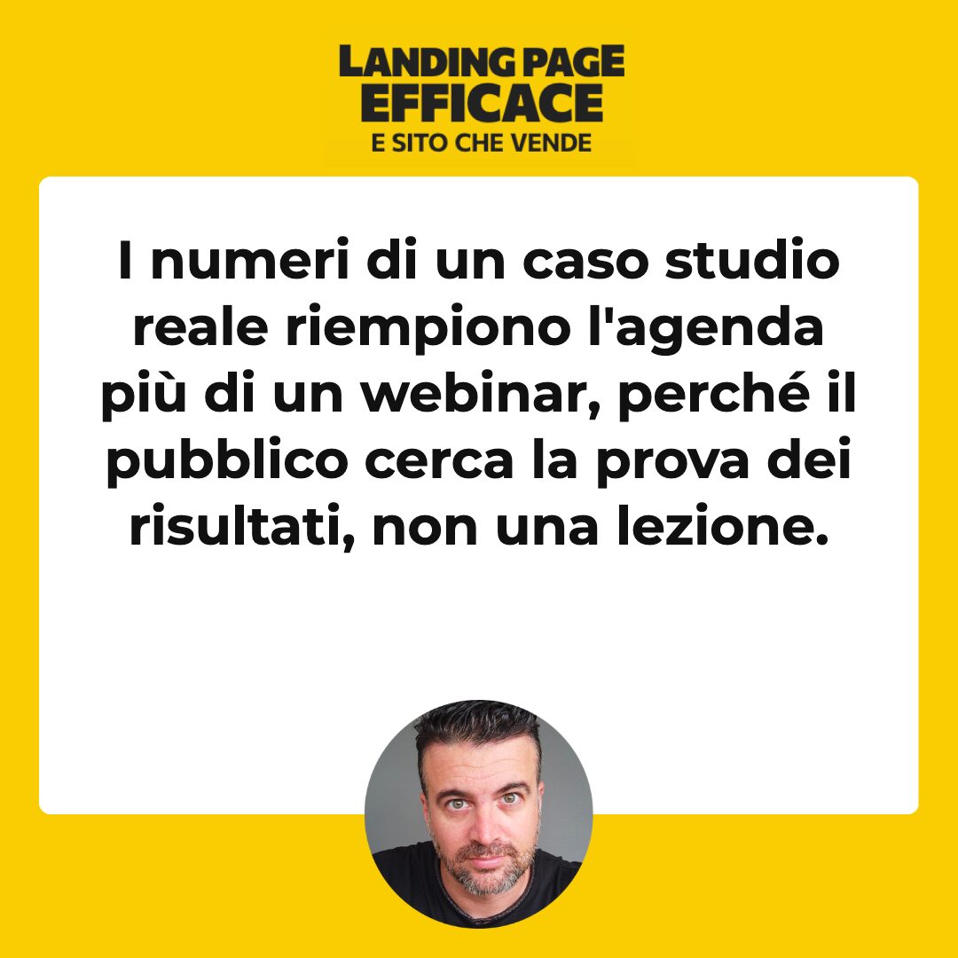 Citazione chiave dell'articolo: Caso studio gratuito: numeri reali battono il webinar