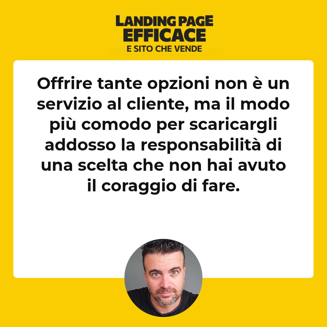Citazione chiave dell'articolo: Landing page: come una proposta chiara batte mille opzioni