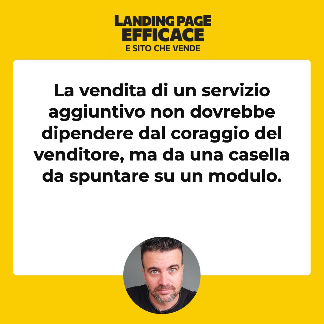 Citazione chiave dell'articolo: Vendita servizi aggiuntivi: casella sul modulo, non voce